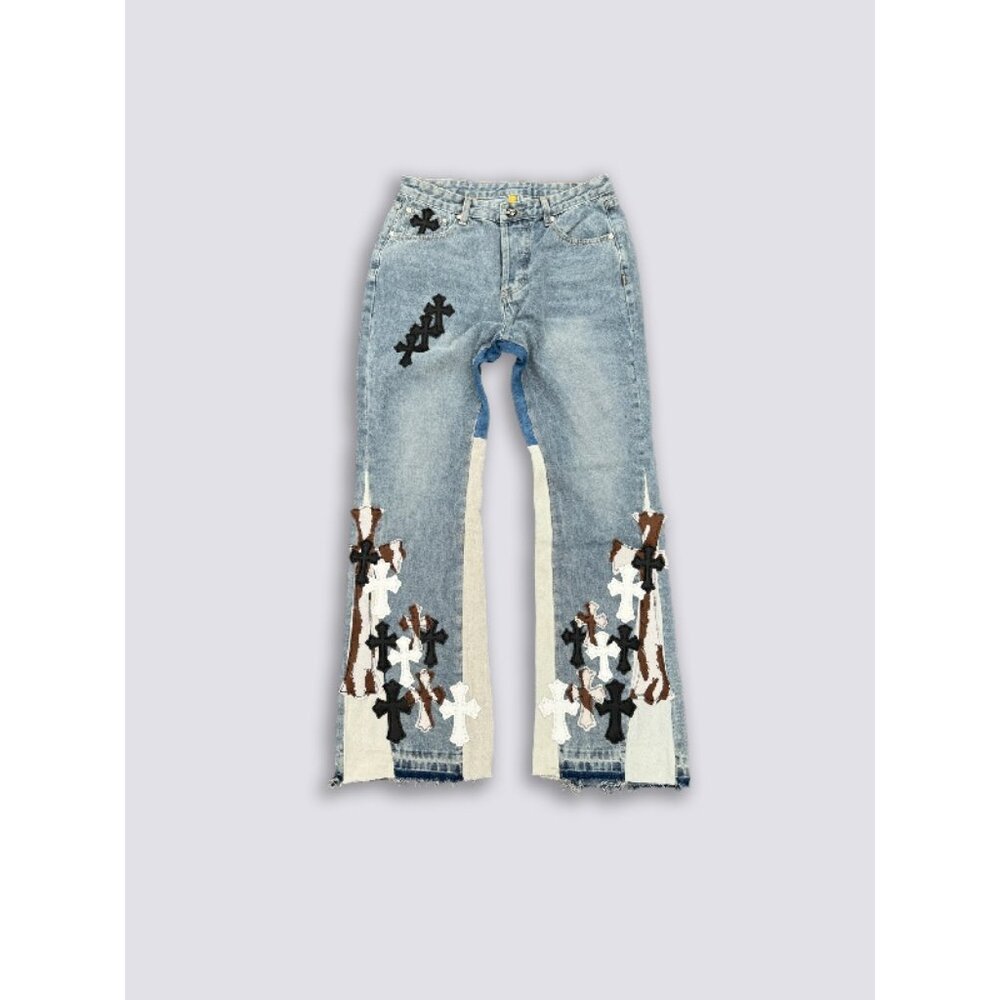 GALLERY DEPT Washed Distressed Patchwork Jeans - image 4